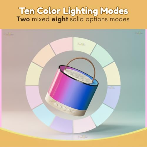 Image of Toy Imagine Round Rechargeable Karaoke Mic with Speaker for Singing Wireless Mini Portable Bluetooth Speaker with Microphone & LED Lights Musical Toy for Boys,Girls & Adults,Birthday Gift for Kids
