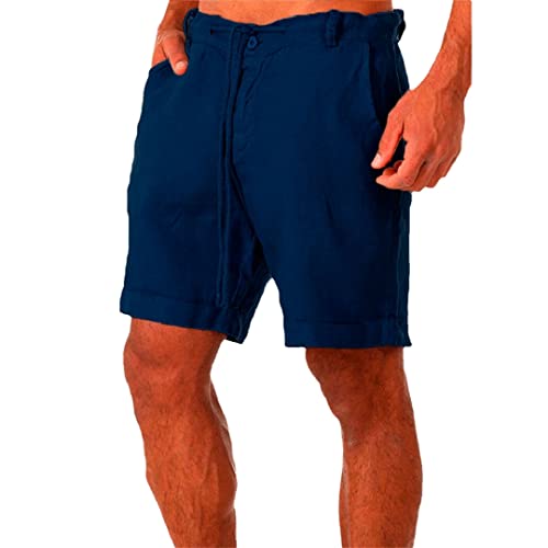 Short en lin pour homme bleu marine AXEBHPED de taille S