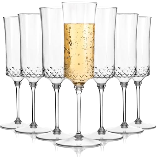supernal 20 Pack Plastic Champagne Flutes - 7Oz Clear Crystal Champagne Glasses -Plastic Toasting...