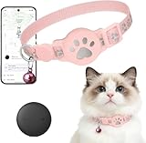 Collier GPS Chat, 2026 Nouveau Traceur GPS Chat Tracker, sans Carte SIM, sans Abonnement Mensuel, Localisation Temps Réel, Imperméable et Durable (Rose)