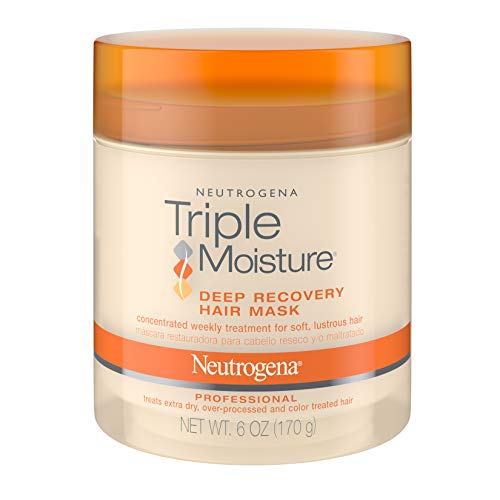 Neutrogena Triple Moisture Deep Recovery Hair Mask Moisturizer for Extra Dry Hair, Damaged & Over-Processed Hair, Hydrating Hair Treatment with Olive, Meadowfoam & Sweet Almond, 6 oz