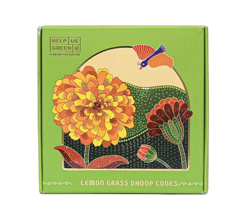 Image of Natural Incense Fragrance Lemon Grass and Nagchampa Dhoop Cones with Holder (80 pcs) | Havan for Pooja, Home & Festivals I Natural Guggal /Loban Original |Pack of 2 (40 Cones /Pack)