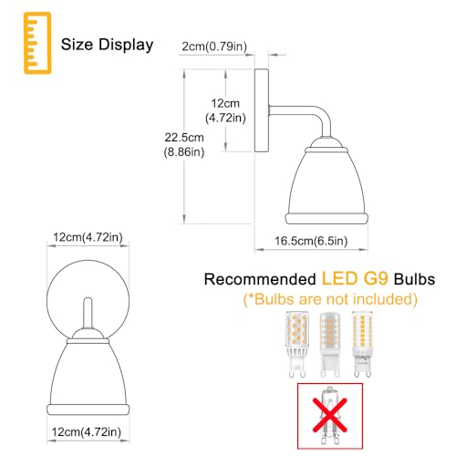 Image of Vintage Hardwired Wall Sconce Set of Two, Small White and Gold Sconces Wall Lighting with Clear Glass, G9 Bulbs Wall Light Fixture Decor Set of 2, Wall Mount Lamp for Bedroom Bedside Mirror Hallway
