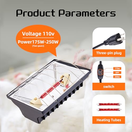 Chicken Coop Lâmpada térmica 250 W chocadeira placa de aquecimento para pintinhos, luz de suspensão,