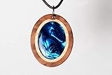  Eine Träne der Aphrodite. Holzschmuck Anhänger groß. Lange oder kurze Halskette. Abalone Perlmutt. Handarbeit aus Deutschland. Edelholzschmuck.