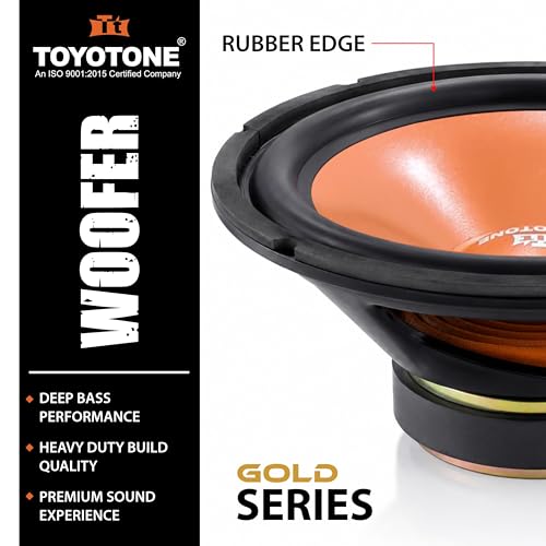 Image of TOYOTONE 10 inch Woofer | 150W Power | 4-Ohm | Copper Color Water Proof Coated Paper Cone with Rubber Surround | Copper Coil | 120mm Magnet for Cars, Home Theatre, Bass Audio Systems & DIY Projects