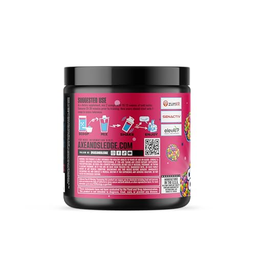 Image of Axe & Sledge Intake All-in-One Pre-Workout Caffeine | L-Citrulline, Beta Alanine, Betaine for Performance & Focus | Pre-Workout for Men & Women (Cluster Candies)