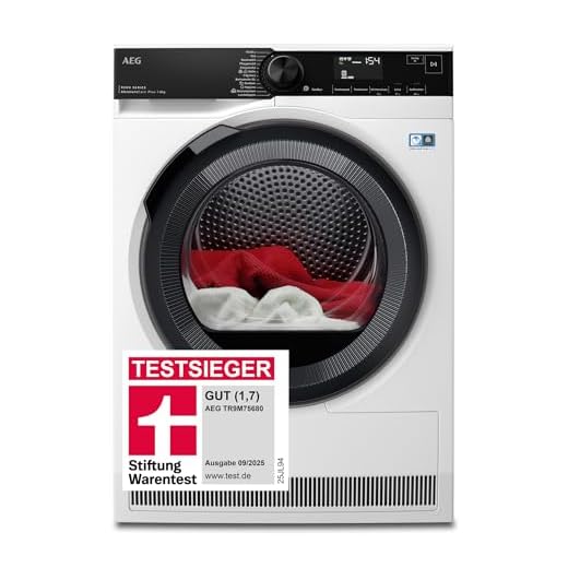 AEG Wärmepumpentrockner 8 kg, Testsieger der Stiftung Warentest 2025, Serie 9000: AbsoluteCarePlus Daunentrocknung, Punktgenaue Trockenergebnisse mit 3D-Scan Restfeuchteermittlung, TR9M75680