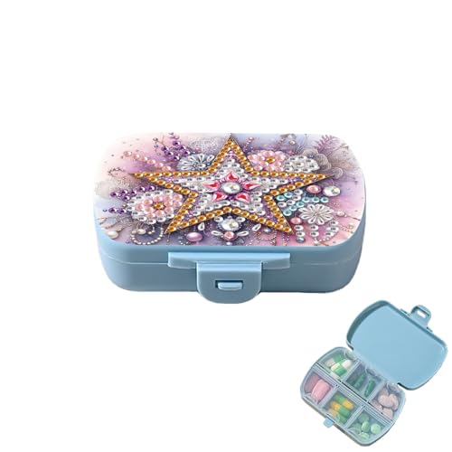 Image of ARTopet Diamond Art Painting Mini Storage Box with 6-Grid Creative Design Compact Portable Small Case for Purse Travel Daily-Pentagram