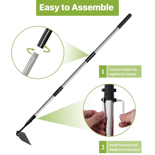 Gartenhacke mit Stiel, Robuste Hacke Garten zum Unkraut, Langer Griff, 166 cm Verstellbare Gardena Hacke mit 15 cm Breiter Geschweißter Klinge