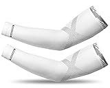ZONSUSE Manguitos de Ciclismo, Manguitos Protección para el Brazo en Deporte, Mujeres Hombres Protección UV para Manga de Brazo para Ciclismo, Golf, Conducción, Pesca, Regalos (Blanco, XL)