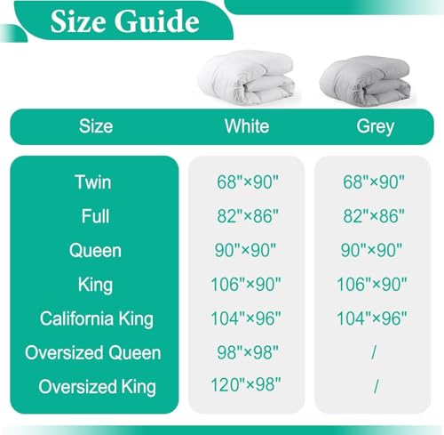 APSMILE Heavyweight Feather Down Comforter California King Size - 100% Organic Cotton Quilted Thicker Winter Warmest Duvet Insert for Colder Weather/Sleepers (104x96, Ivory White)