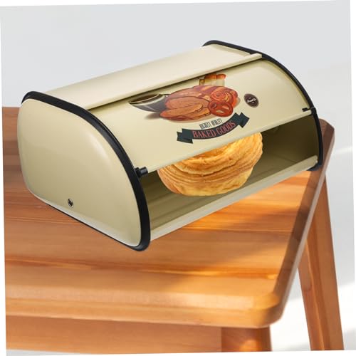 Caja para pan de hierro amarillo PRETYZOOM contenedor retro 8