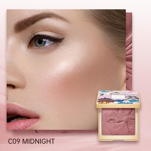 CATKIN Cheek Powder Blush Baked Pink Makeup Blusher Creamy Light Weight Long Lasting Natural flush Finish10g (C09 Midnight) - Image 5