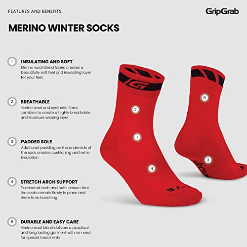 Gripgrab Winter Thermal Merino Wool Cycling Socks Warm Bike Socks Padded Thick Cycling Socks Cold Weather Cycling Socks #TOP1
