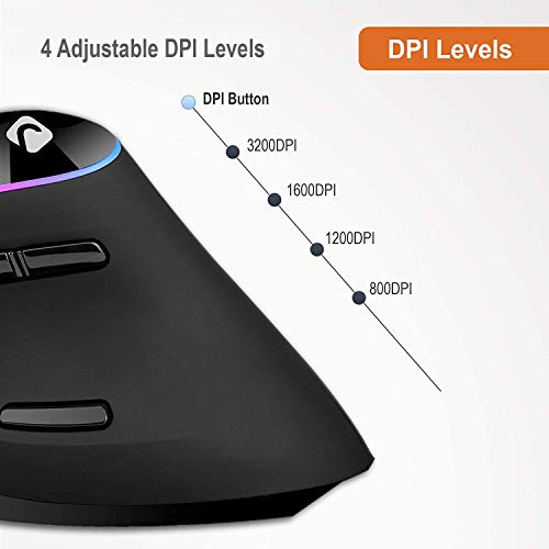J-Tech Digital Ergonomic Mouse With Wireless Connection, Removable Palm Rest, Thumb Buttons, Rechargeable Battery, 800, 1200, 1800, 3200 Adjustable Dpi; Compatible With Windows And Mac Os [V638] #TOP3