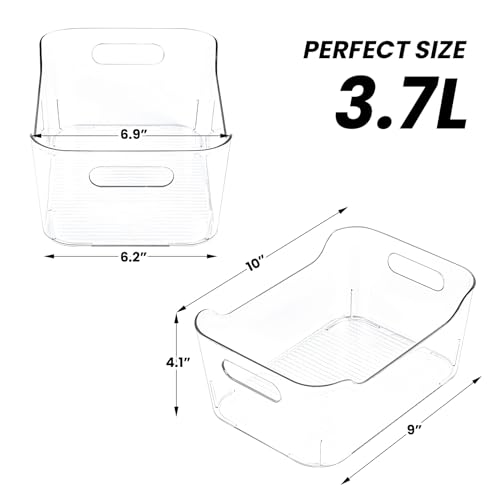12 Pack Clear Plastic Storage Bins, Acrylic Organizer and Containers with Handle for Pantry, Cabinet, Closet, Refrigerat - Additional View