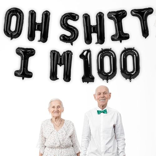 Image of Oh I'm 100! Latex Balloons 16 Inch Black Hallo One Hundred Cheers to 100 Years Old Theme Decor for Man Woman Happy 100th Birthday Party Photo Studio Prop Flag Decorations Favors Supplies