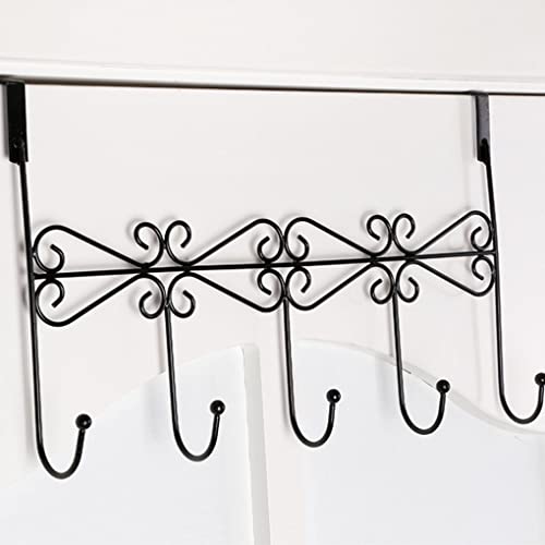 WUUOSSYUIS Cabide de porta com 5 ganchos organizador de metal estilo simples para casa, Preto