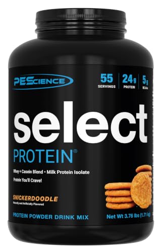 Image of PEScience Select Protein Powder, Whey and Casein Blend, Lean Protein Powder for Women and Men, Low Calorie, Low Carb, Keto Friendly, Gluten Free, Snickerdoodle - 55 Servings