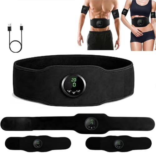 Next Gen Ultra Muscle Fitness AB Belt, Adjustable Toning Belt, EMS Muscle Stimulator With 12 Modes & 19 Intensity Levels, Abdominal Muscle Toner Electronic Workout Fitness Device for Men Women (Black)