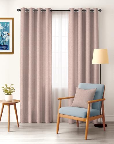 Image of Casableu Twillbone Digital Print 85% Blackout Curtains for Door /Window, Thermal Insulated, Tie Back, Wider Width 50 in, Eyelet Curtains for Living Room /Bedroom (Baby Pink 7 ft Set of 2)