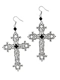 Sacina Gothic Cross Earrings, Zinc Alloy Cross Dangle Earrings, Witchy Charms, Goth Jewelry Gift for Women