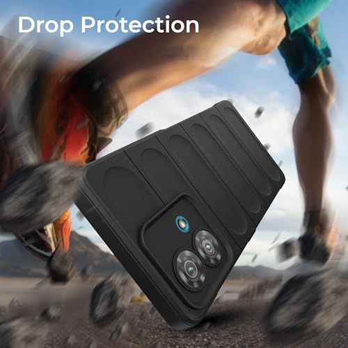 Image of A rtistque Liquid Silicone Stripes Back Cover Case for Motorola Edge 40 Neo | with Camera Protection | with Inner Fabric | Anti Slip Grip | AirBag Case - Black