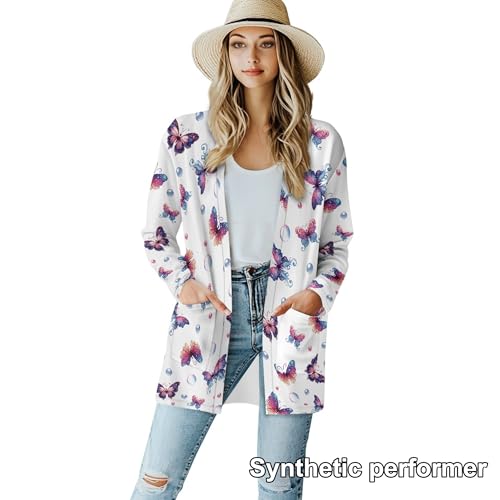 Image of Cardigan Sweaters for Women Long Sleeve Cardigan Soft Drape Open Front Fall Dusters V-Neck Jackets Dressy Loose Coat