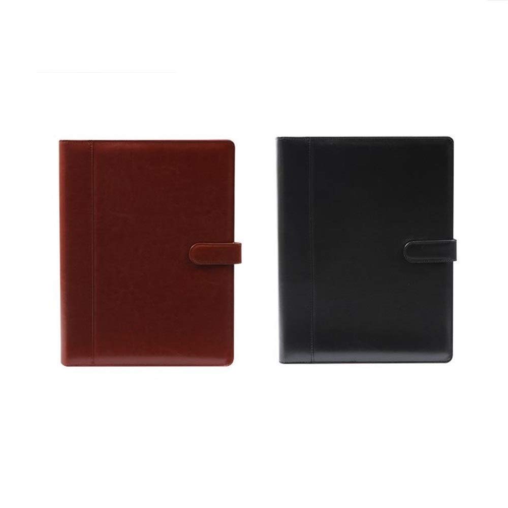 Cartella per appunti A4 Cartella per conferenze, Cartella in pelle A4 Curriculum aziendale Tasche for file manager for appunti for lavoro d'ufficio(Black)
