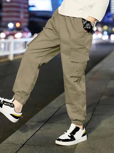 Image of Vikita Enterprise Kid Boys Cotton Cargo Joggers Pant with Mutiple Pockets and Elastic Waistband Closure | Cargo Pants for Boys