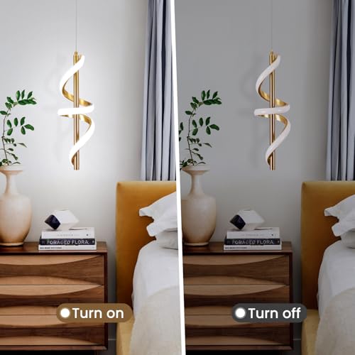 CANEOE Gold Pendant Light Fixtures, Adjustable Modern Pendant Lights Kitchen Island Small Pendant Lighting for Kitchen Island Dining Room Living Room Bedroom Hanging Light Fixtures,1 Pack (Gold,6000K) by CANEOE - Used condition - Image 4