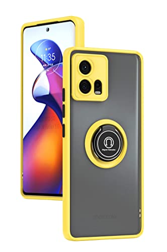 Compatible with Moto G34 Case,Compatible with Motorola Moto G34 5G XT2363-2 Built-in Bracket Car Magnetic Shockproof and Anti-Drop Phone Case Cover Yellow