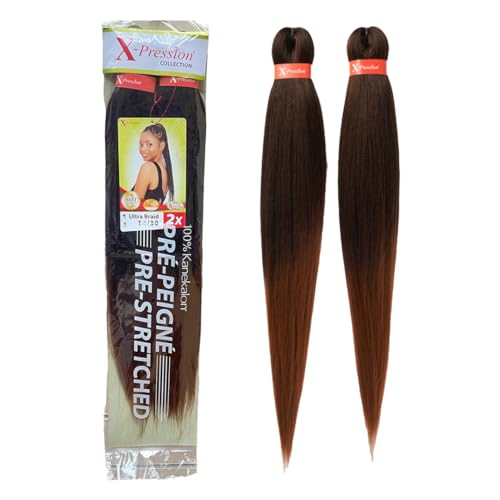 Xpression Pre-Stretched Braiding Hair - 100% Kanekalon Itch-Free Lightweight Hot Water Set 46 - 160g. (XP_PS_T4/30)