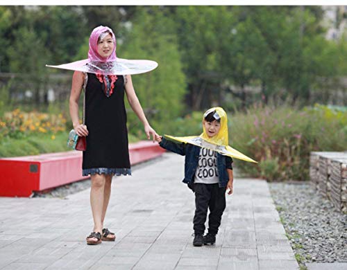 Wantis Creative UFO Waterproof Hands Free Umbrella Rain Hat Headwear Cap School Pranks Performance Costum(0.9M-1.3M(Height), Random(Yellow,Pink,Blue))