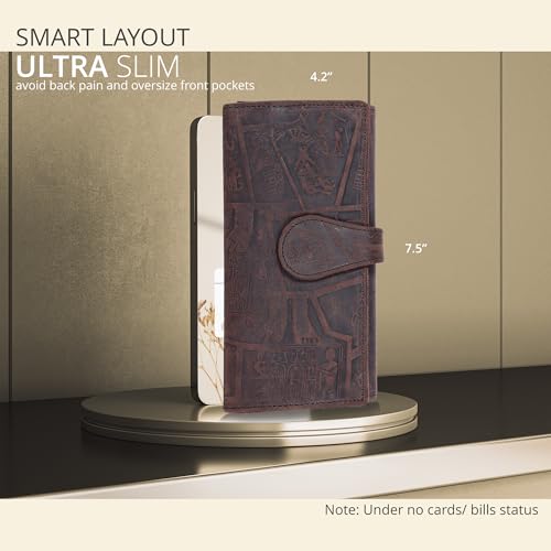Image of Real Leather Women Wallet Leather with RFID Blocking -Trifold Card Holder Designer Ladies Clutch with ID Window Wallets