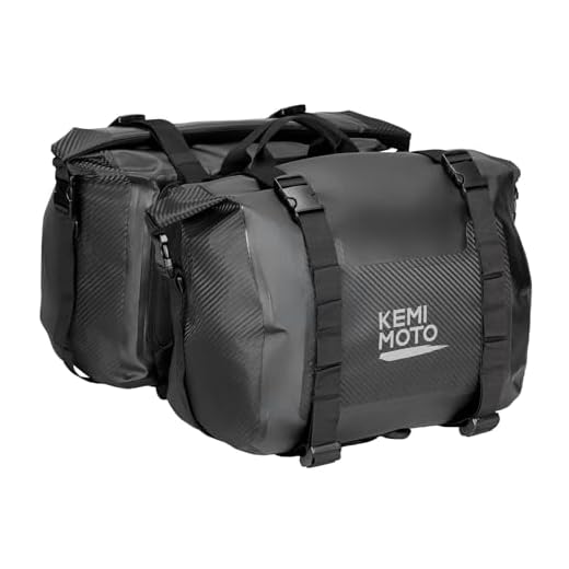 KEMIMOTO PVC Waterproof Motorcycle Saddlebags 50L(25Lx2) Adventure Dual Sport Bike Luggage Bag Detachable Saddle Bags Side Bags for Dirtbike Motorbike Travel Motorcycle Panniers Bags Black