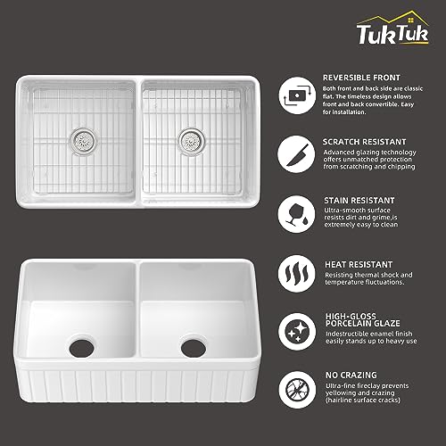 33 inch Double Farmhouse Sink  White