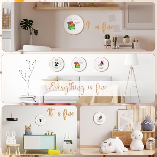 Image of Daifunli 3 Sets Funny DIY Embroidery Kits for Beginners Adults, Stamped Handmade Cross Stitch Starter with Animal It's Fine Patterns Needlepoint Kit with 3 Embroidery Hoop, Color Threads, Tools