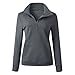 Women's Fashion Quilted Pattern Long Sleeve Casual Zipper Sweatshirt Solid Color Pullover Shirt Top.JNINTH (US, Alpha, X-Large, Regular, Regular, Dark Gray)