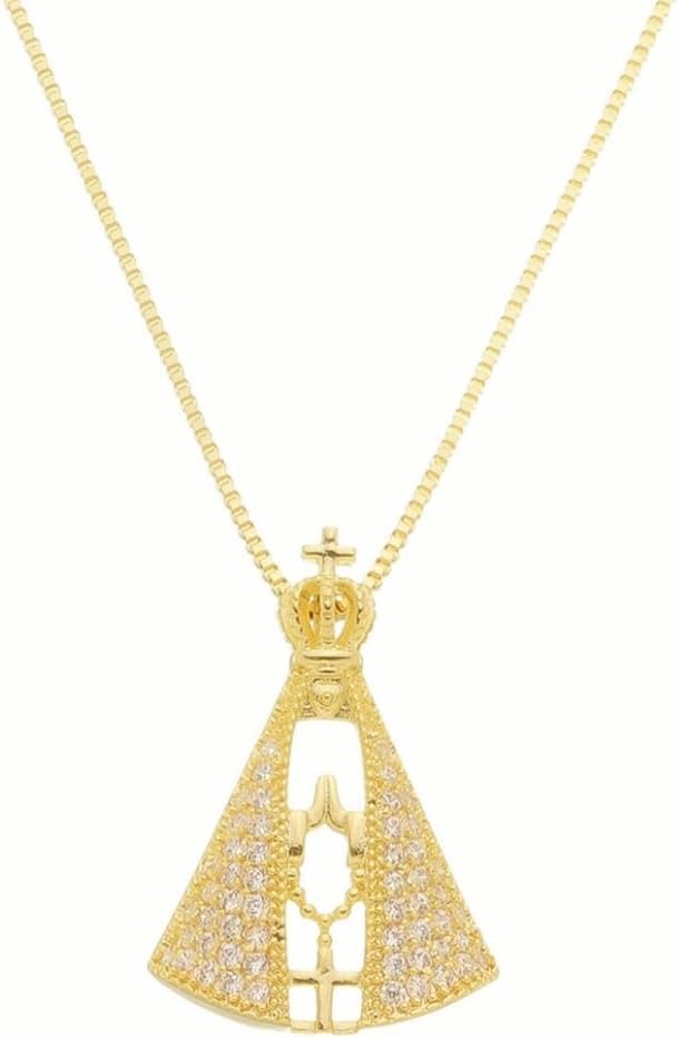 Colar Nossa Senhora Aparecida Banhado Ouro 18k