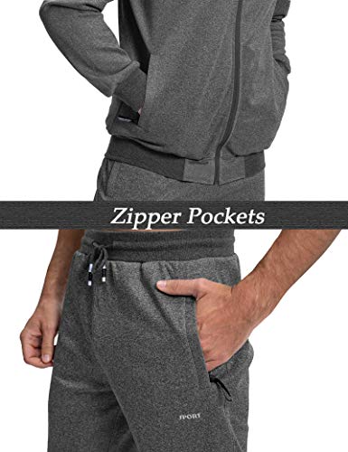 MAGNIVIT Men's Athletic 2 Piece Tracksuit Set 2 Pieces Activewear #1 Dark Grey - Thumbnail 7
