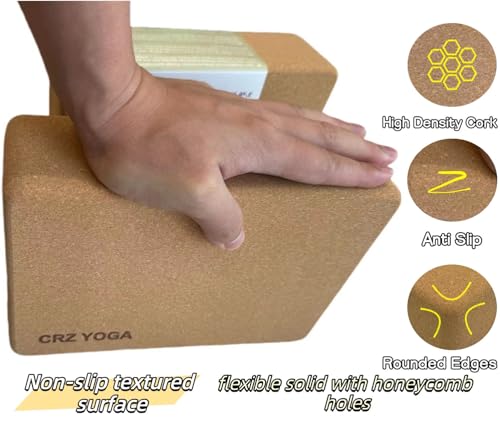 Cork CRZ Yoga Blocks, 2 Pack Natural Cork Blocks, High Density with Non Slip Surface, Eco-Friendly Yoga Accessories and Ideal for Yoga, Pilates, Stretching - Image 6