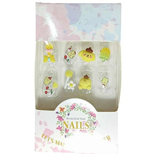 24 Pcs Cute Medium Press On Nails Almond With Candy And Ice-Cream, Silver Glitter False Nails With Glue, Kawaii Cartoon Animal Reusable Press On Nails For Women And Girls #TOP2