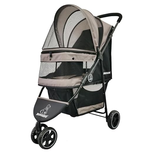 ROODO Escort 3 Wheel Pet Strollers Small Medium Dogs Cat Kitty Cup Holder Lightweight Travel System Foldable Jogger Buggy(Grey)