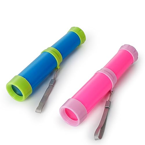 Luwint Pocket Telescope Toy for Kids, 2 Pack Portable Pirate Telescope Science Monocular Toys Retractable Spyglass Exploring Educational Toy Birthday for Boys Girls (Red/Blue)
