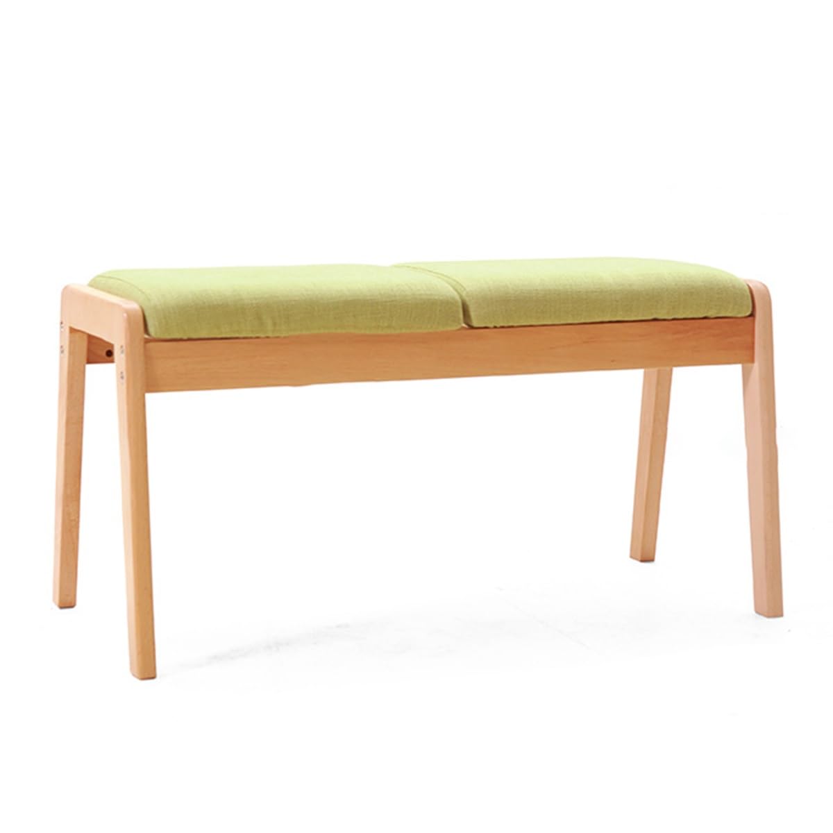 Banc d'entrée en lin vert avec pieds en bois stable pour salon