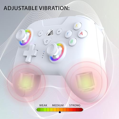 Subsonic – Wireless controller for Switch and Switch 2 – Gamepad bluetooth controller with LED, vibrations ant 6 axis gyro - White - Image 4