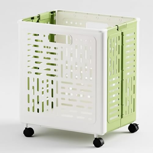 Panier à linge pliable gain de place avec roulettes intégrées 44L - 5