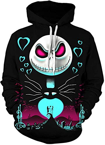 mlsjdger Unisex Nightmare Before Christmas Jack & Sally Novelty Hoodie 3D Print Sweatshirts Hoodie for Adult